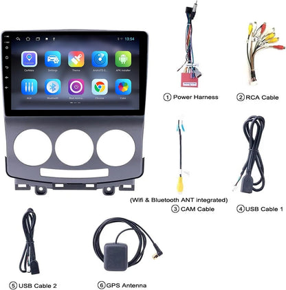 Estéreo Para Automóvil Android 10 De Doble DIN Con Navegación Por Satélite Para MA-ZDA 5 2005-2010, Pantalla Táctil De 9 Pulgadas, GPS Multimedia Con Enlace De Espejo, Bluetooth, Wifi, FM/RDS, Radio C