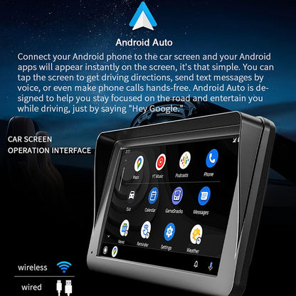 Compatible for Inalámbrico Carplay Android Auto 7" Portátil Estéreo Auto Monitor De Pantalla Táctil HD Radio Para Automóvil Con Bluetooth Mirrorlink Transmisor FM Puerto De Tarjeta AUX / USB / TF