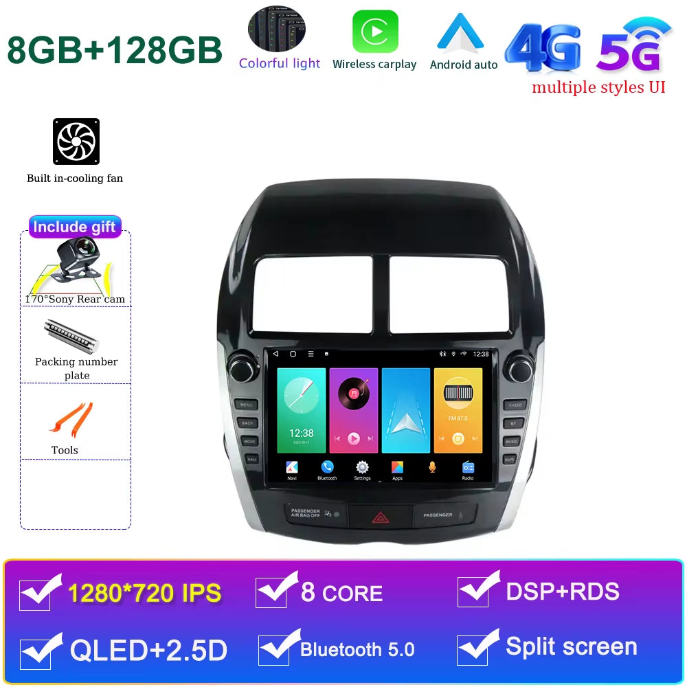 Android 15 for Mitsubishi ASX 2010 - 2016 Car Radio Multimedia Video Player Navigation GPS DSP QLED Carplay Android Auto