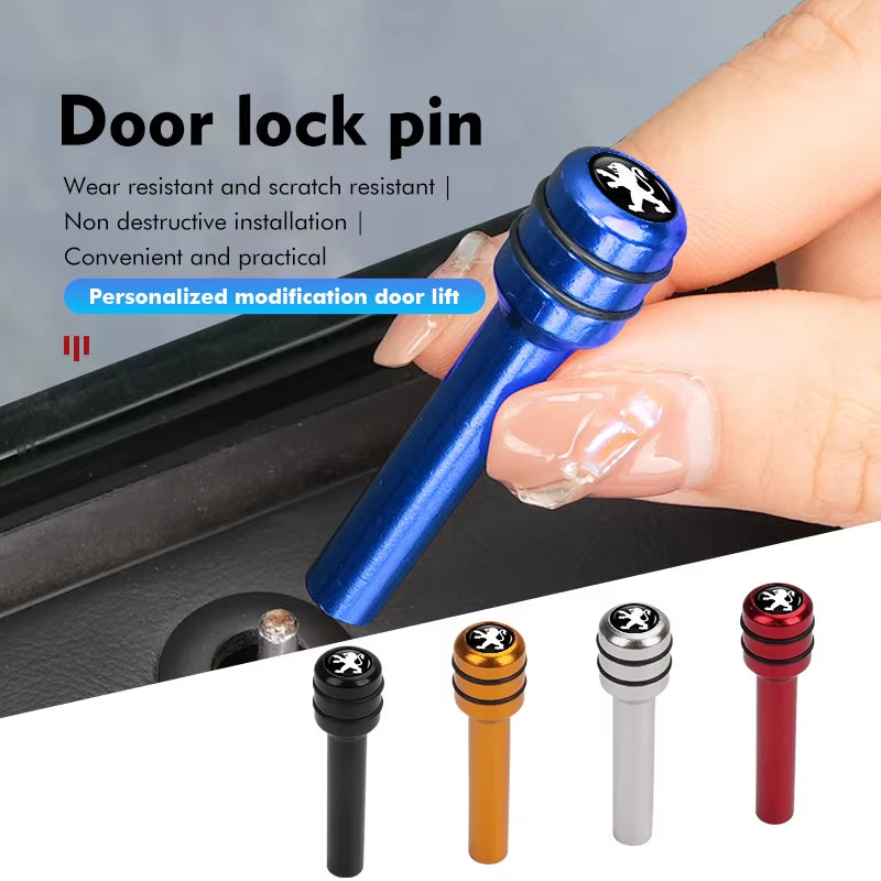For Peugeot 4Pcs Car Alloy Door Lock Pins Screw Knob Interior Accessories 206 207 208 107 106 205 4008 301 607 108 807 407 508