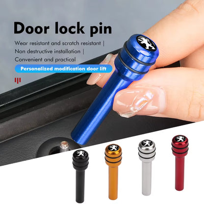 For Peugeot 4Pcs Car Alloy Door Lock Pins Screw Knob Interior Accessories 206 207 208 107 106 205 4008 301 607 108 807 407 508