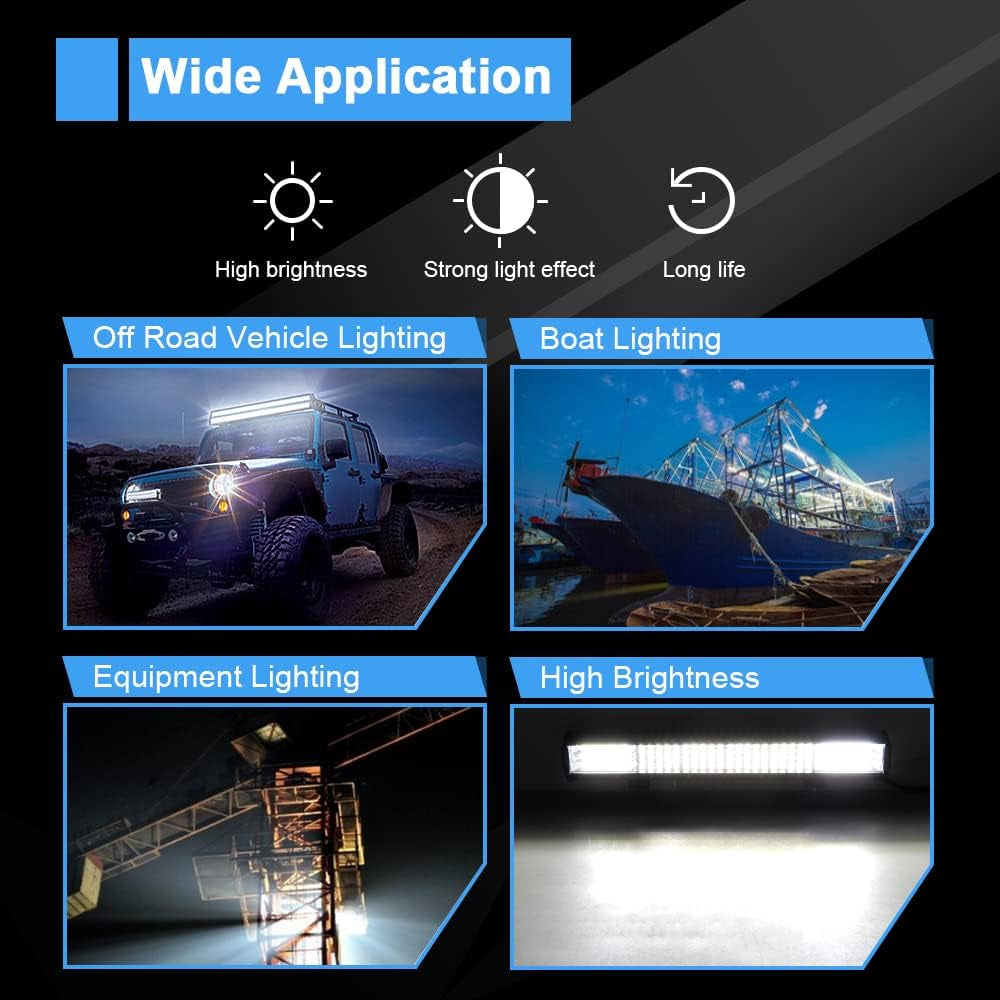 Willpower Barra LED 4X4 330W 30Cm Barras Luce De Trabajo 9D Combinación De Punto Inundación Foco Led 12V 24V 6000K Faro Led IP67 Impermeable Para Coche Tractor Camion Barco ATV UTV SUV