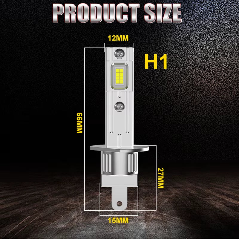 Bullvision H1 LED Headlight 2PCS H1 Led Light Canbus No Error Fanless 6500K White CSP CHIPS High Low Beam 1:1 Mini Diode 12V 24V