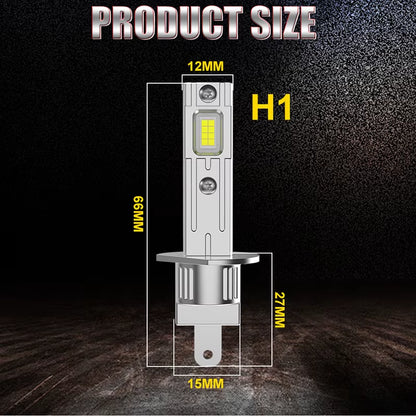 Bullvision H1 LED Headlight 2PCS H1 Led Light Canbus No Error Fanless 6500K White CSP CHIPS High Low Beam 1:1 Mini Diode 12V 24V