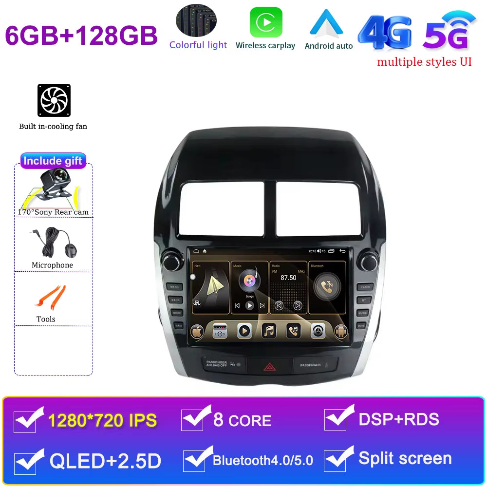 Android 15 for Mitsubishi ASX 2010 - 2016 Car Radio Multimedia Video Player Navigation GPS DSP QLED Carplay Android Auto