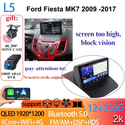 Android 14 Car Radio Carplay for Ford Fiesta Mk 6 2008-2019 Android Multimedia Video Player Touch Screen Auto Stereo Navigation