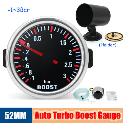3.0 BAR Smoke Lens Turbo Pressure Gauge with Mechanical White LED Backllight Auto Turbo Boost Gauges Boost Meter 52Mm Universal