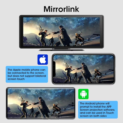 10.26" Portable Wireless Carplay Screen HD Rear Reversing Camera Car Radio DVR MP5 Multimedia Video Player Android Auto