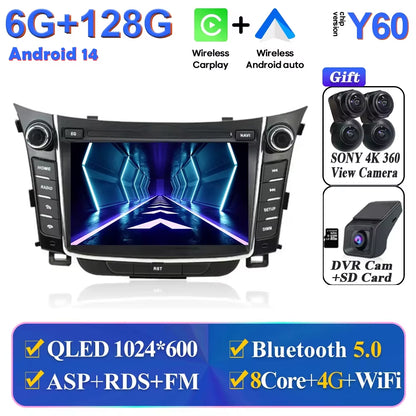 Android Car Stereo Unit Multimedia for Hyundai I30 Elantra GT 2012 - 2017 Radio Video Player GPS Wireless Carplay Android Auto