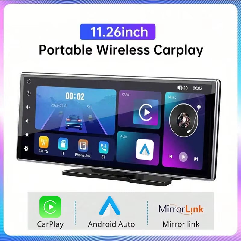 11.26 Inch IPS Carplay & Android Auto Car Radio Multimedia WIFI Video Player Compatible with Apple and Android Devices