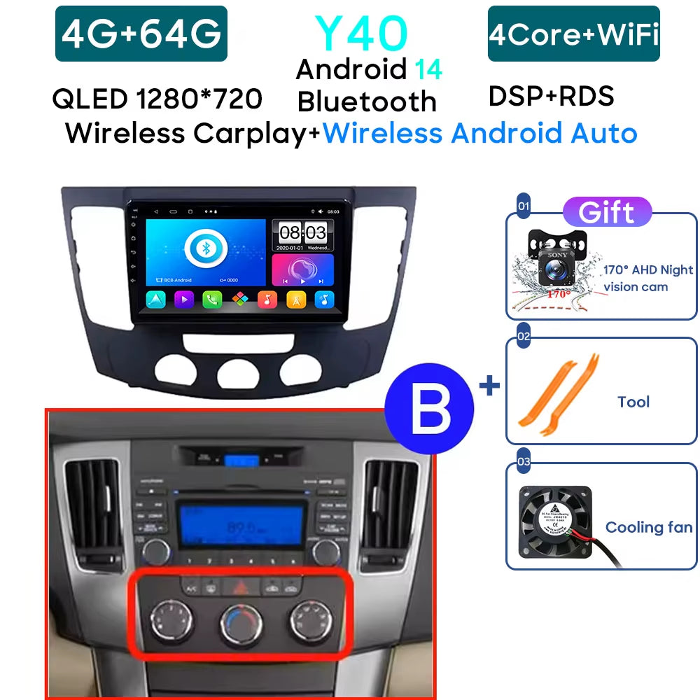 Android 13 Car Radio for Hyundai Sonata NF 2008 - 2010 Navigation GPS Screen Android Auto 5G Stereo Wifi Video Carplay