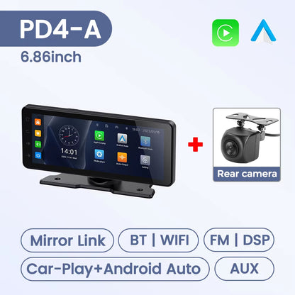 10.26"/6.86" Universal Car Radio Screen Wireless Carplay Android Auto Multimedia Video Player Monitor Dashboard Rearview Cam DSP