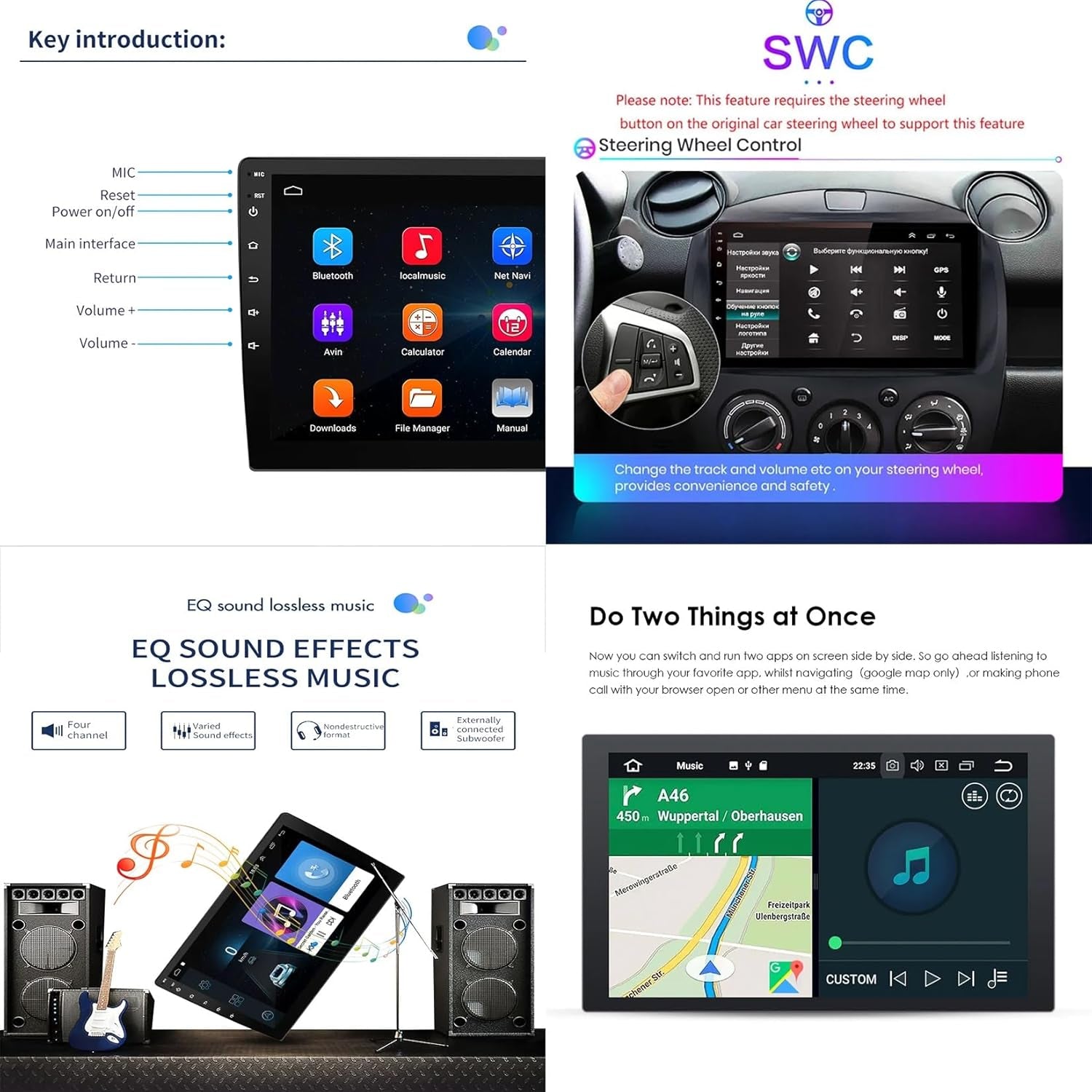 Estéreo Para Automóvil Android 10 De Doble DIN Con Navegación Por Satélite Para MA-ZDA 5 2005-2010, Pantalla Táctil De 9 Pulgadas, GPS Multimedia Con Enlace De Espejo, Bluetooth, Wifi, FM/RDS, Radio C