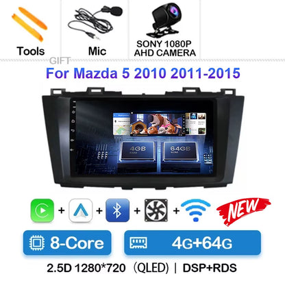 Android 15 for Mazda 5 CW 2010 - 2015 Car Radio Multimedia Video Player Navigation for Android Auto Carplay Wifi GPS Stereo