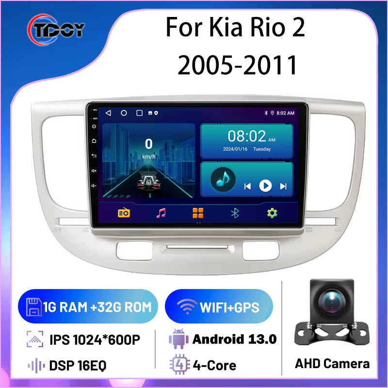 2Din Android Car Radio for Kia Rio 2 2005-2011 Autoradio Multimedia Automotive Carplay Android Auto Wireless Amplifier Car Video