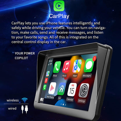 Compatible for Inalámbrico Carplay Android Auto 7" Portátil Estéreo Auto Monitor De Pantalla Táctil HD Radio Para Automóvil Con Bluetooth Mirrorlink Transmisor FM Puerto De Tarjeta AUX / USB / TF