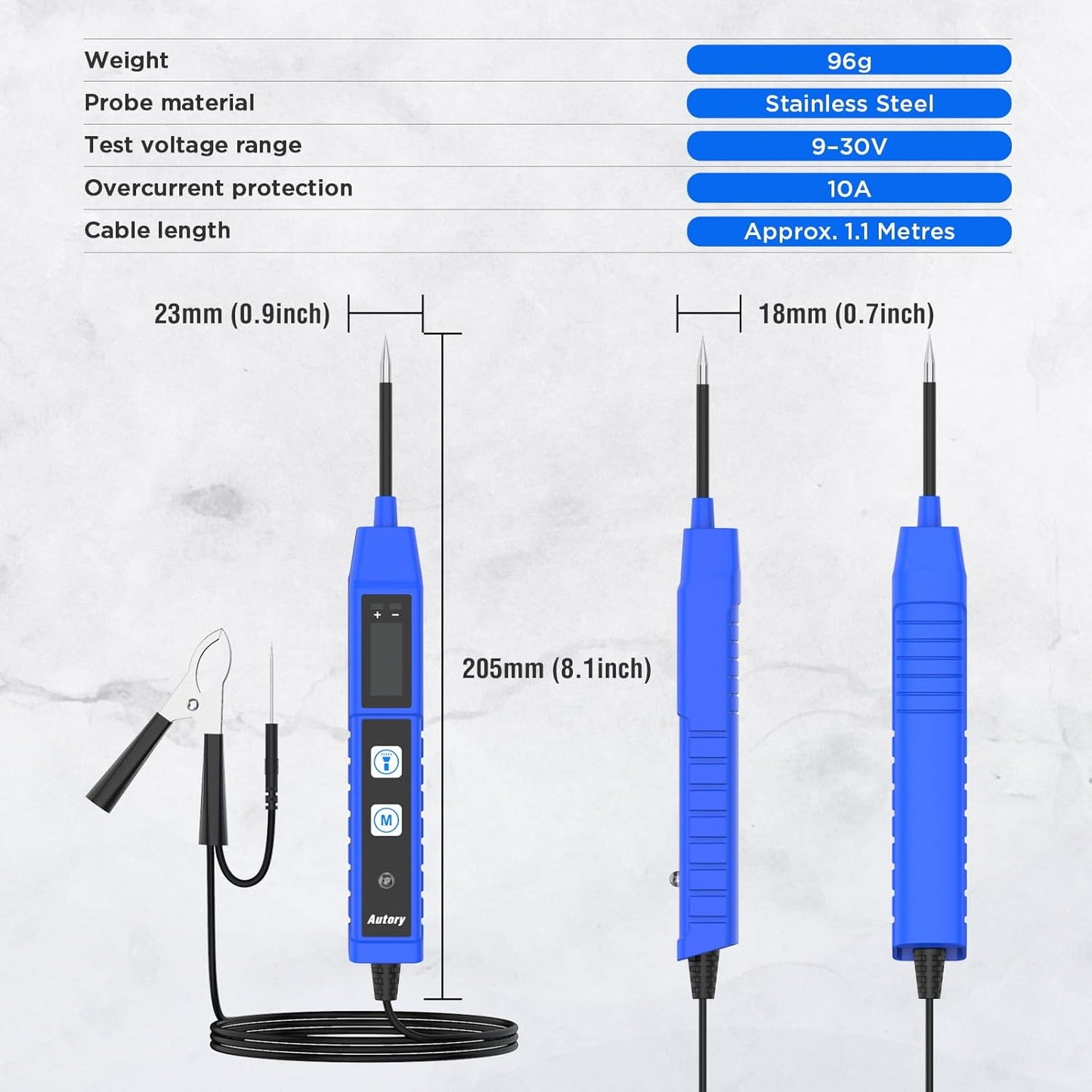 BELEY Comprobador De Circuitos Eléctricos De Automoción Comprobador De Voltaje Para Coche DC 9V-30V Con Pantalla Digital Comprobador De Voltaje Automático Con Luz LED, Protección Contra Sobrecarga