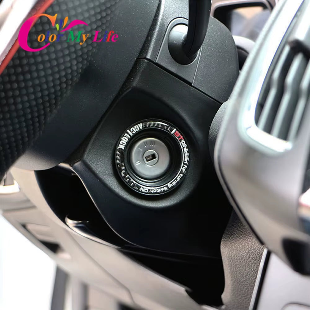 For Ford Focus 2 3 Mk2 Mk3 Escape Kuga Fusion Mondeo Car Ignition Key Hole Switch Ring Circle Cover Stickers Garnish Accessories