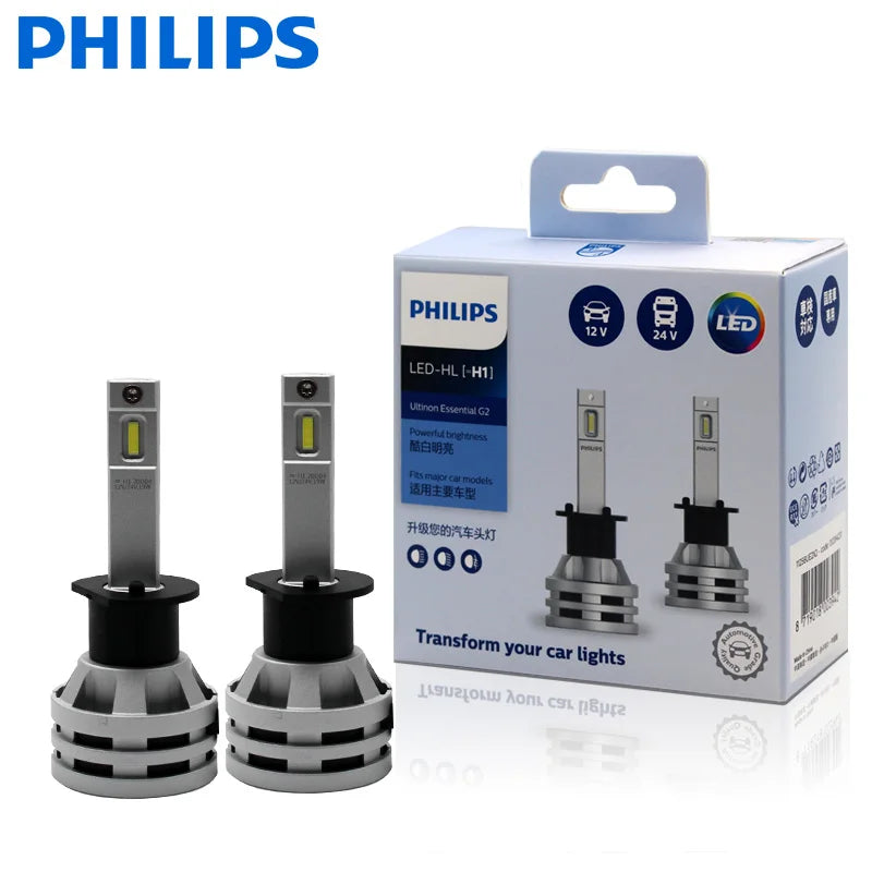 Philips Ultinon Essential G2 LED H1 H4 H7 H8 H11 H16 HB3 HB4 H1R2 9003 9005 9006 9012 6500K Car Headlight Auto Fog Lamp (2 Pack)