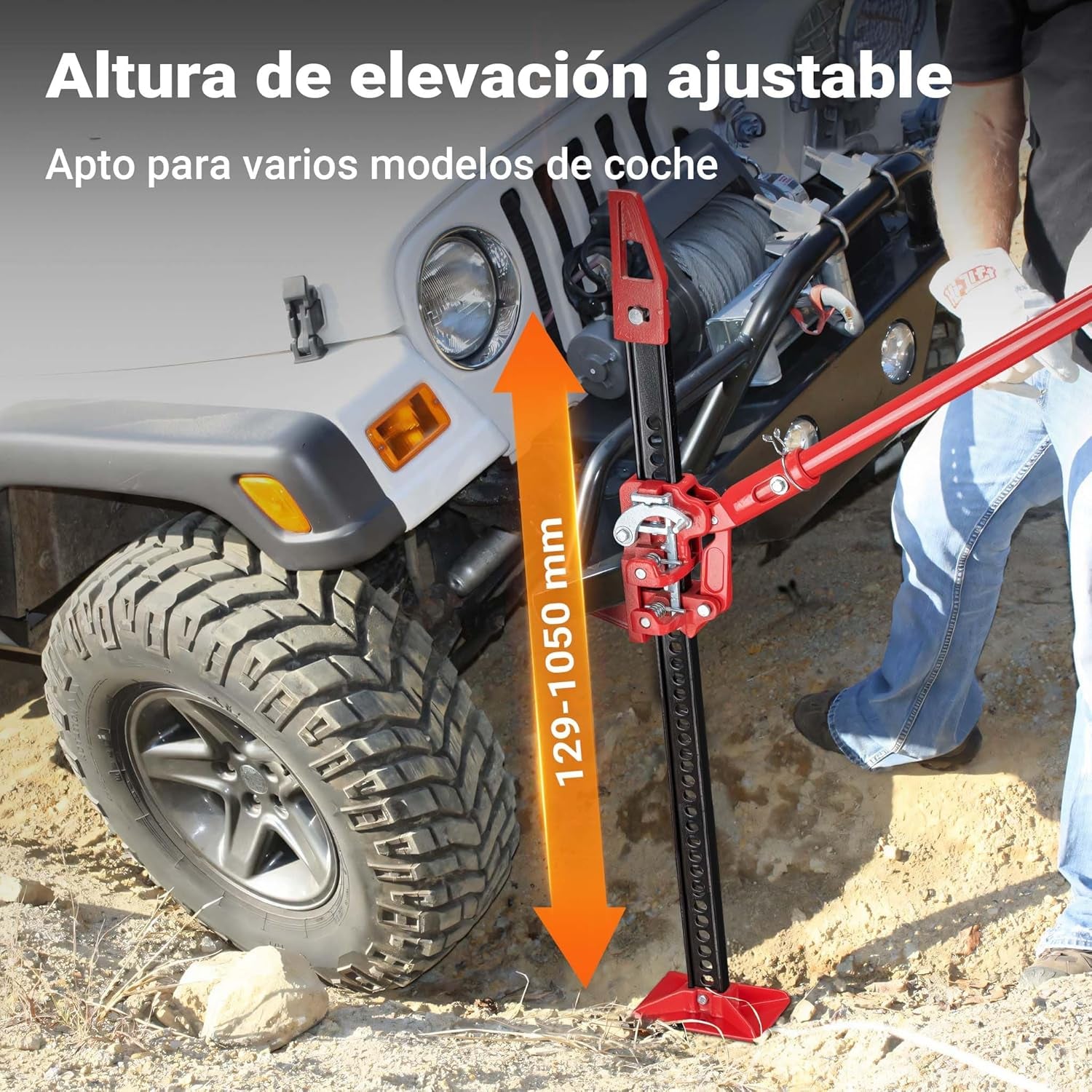Wiltec Gato Hidráulico De 48 Pulgadas Hasta 3000 Kg, Máx. 105 Cm De Elevación, Offroad Farm Jack, Cabrestante Para Todoterrenos, SUV Y ATV