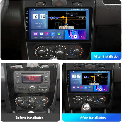 Android 14 Radio Coche Para Renault Sandero 2013 9 Pulgadas Android Radio De Coche 2 DIN Con Carplay Inalámbrico/Android Auto Bluetooth/Gps Navi/Fm Radio/Wifi/Usb/Swc(P6(8G+128G))