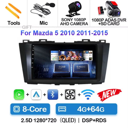 Android 15 for Mazda 5 CW 2010 - 2015 Car Radio Multimedia Video Player Navigation for Android Auto Carplay Wifi GPS Stereo