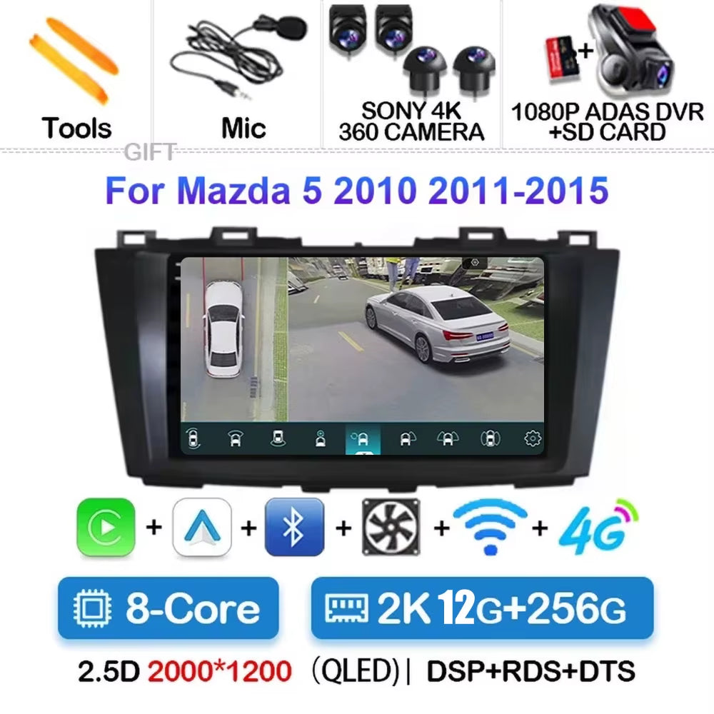 Android 15 for Mazda 5 CW 2010 - 2015 Car Radio Multimedia Video Player Navigation for Android Auto Carplay Wifi GPS Stereo