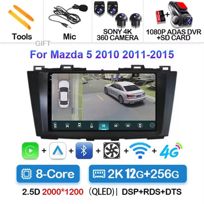 Android 15 for Mazda 5 CW 2010 - 2015 Car Radio Multimedia Video Player Navigation for Android Auto Carplay Wifi GPS Stereo