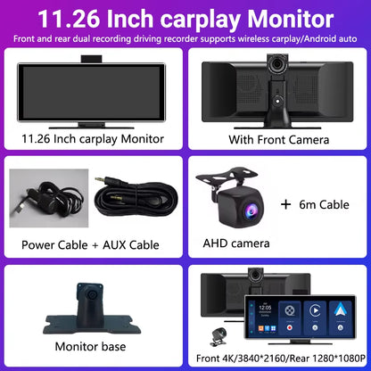 11.26 Inch IPS Carplay & Android Auto Car Radio Multimedia WIFI Video Player Compatible with Apple and Android Devices