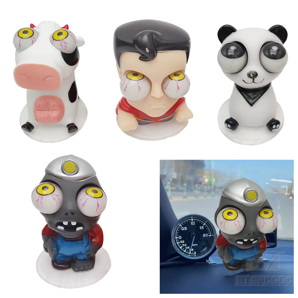 Panda Rubber Exploding Eye Doll Turbo Blasting Doll Kit Interior Auto Parts Universal Decompression Toys Children'S Dolls
