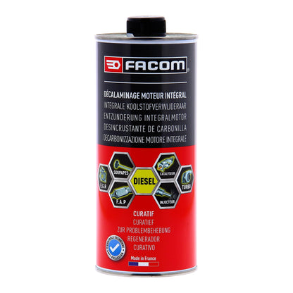 FACOM Limpiador completo para motores Diésel, Desincrustante inyectores, turbo, valvula EGR, CURATIVO, 1L