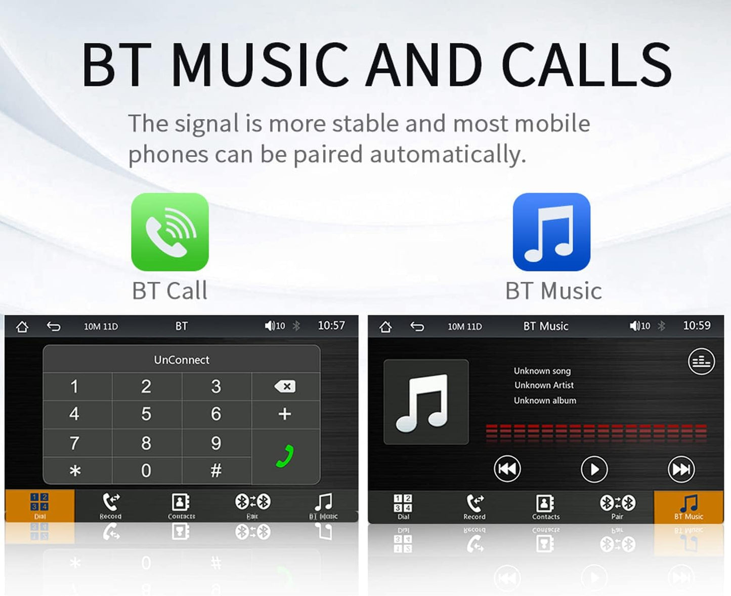 Compatible for Inalámbrico Carplay Android Auto 7" Portátil Estéreo Auto Monitor De Pantalla Táctil HD Radio Para Automóvil Con Bluetooth Mirrorlink Transmisor FM Puerto De Tarjeta AUX / USB / TF