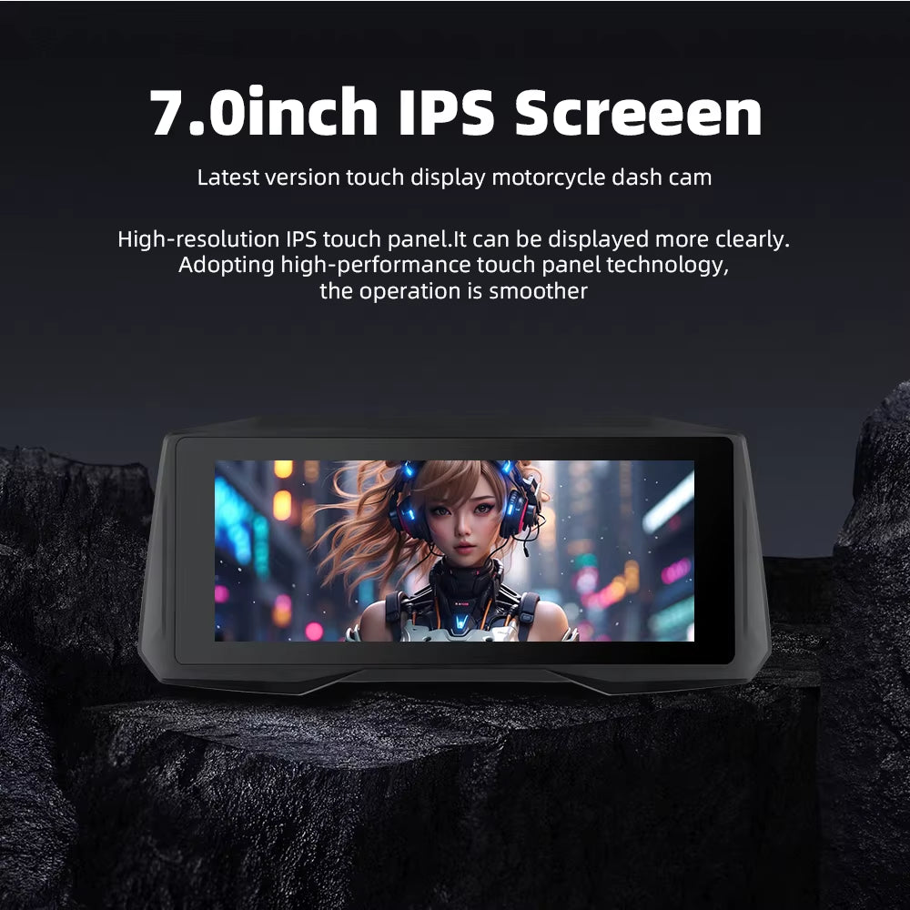 7 Inch Wireless Carplay Moto Android Auto Portable Digital Motorcycle Dashboard GPS Navigation Display Screen Monitor TPMS