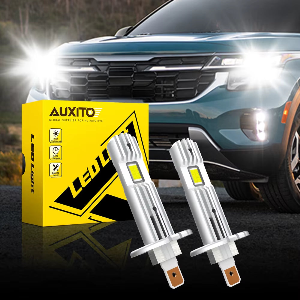 AUXITO H1 LED Headlight H1 LED Canbus Bulbs Nonpolarity for Ford Focus Fiesta Skoda Fanless 6500K Super Bright H1 Lamp Fog Light