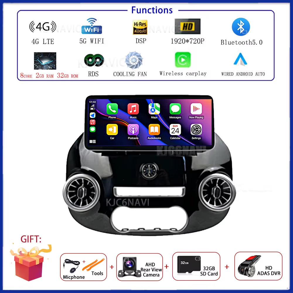 12.3 Inch Android 15 Car Radio for Benz Vito W447 2014-2021 Stereo Receiver GPS Navigation DSP Video Carplay Player NO 2DIN DVD