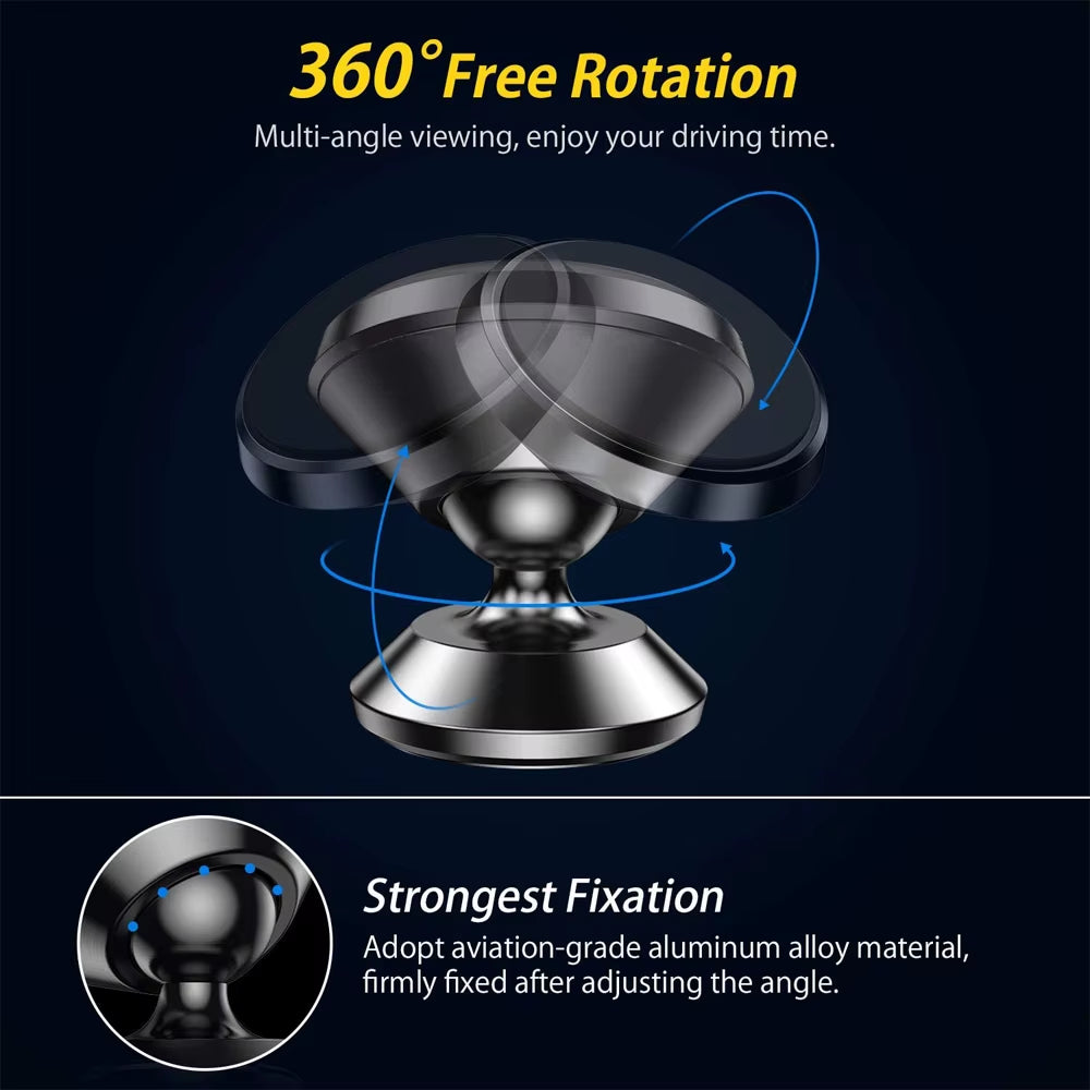 Magnetic Car Phone Holder Mobile Cell Phone Stand GPS Support 360° Rotation for Iphone 14 13 12 Pro Xiaomi Huawei Samsung