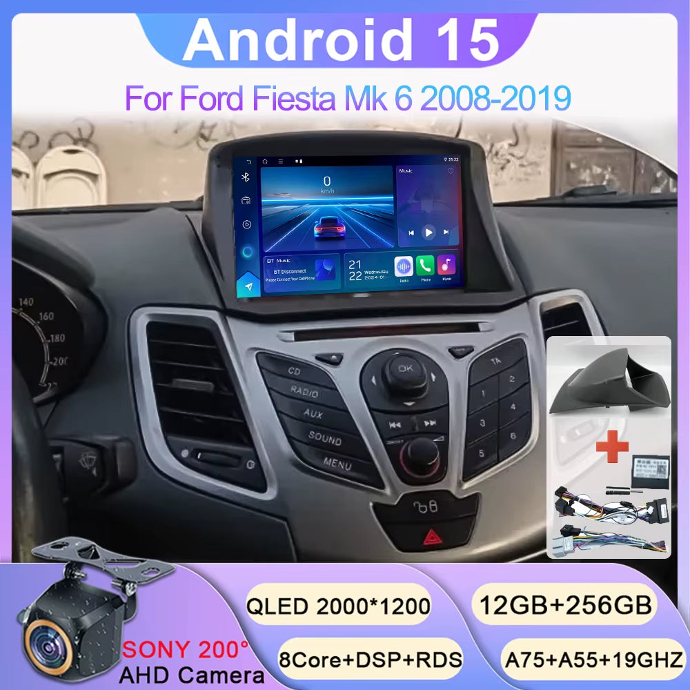 Android 14 Car Radio Carplay for Ford Fiesta Mk 6 2008-2019 Android Multimedia Video Player Touch Screen Auto Stereo Navigation