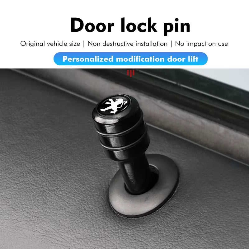 For Peugeot 4Pcs Car Alloy Door Lock Pins Screw Knob Interior Accessories 206 207 208 107 106 205 4008 301 607 108 807 407 508