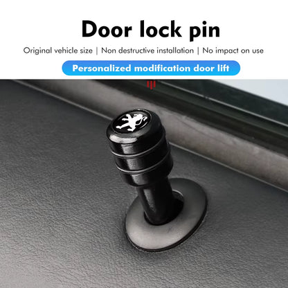 For Peugeot 4Pcs Car Alloy Door Lock Pins Screw Knob Interior Accessories 206 207 208 107 106 205 4008 301 607 108 807 407 508