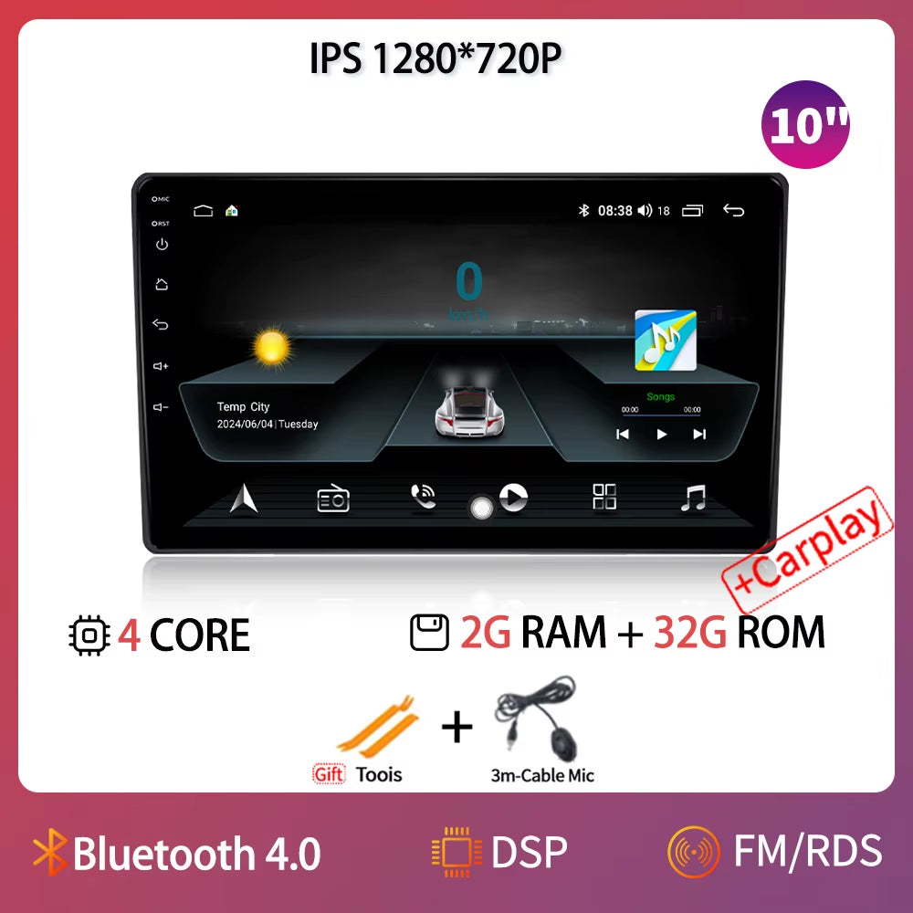 Android Car Radio Multimedia Video Player Navigation Head Unit Screen Android 14 Wireless Carplay Stereo 7" 9" 10" Inch