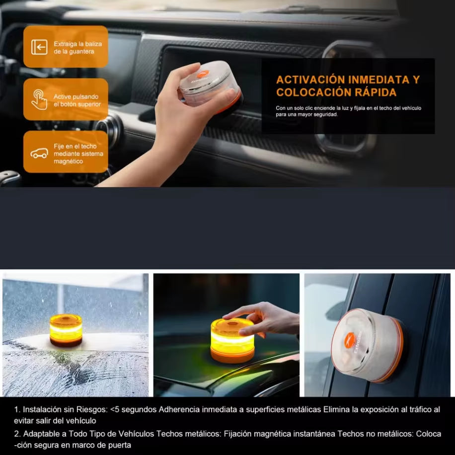 2026 Latest Version Extrastar V16 Car Emergency Light Approved by DGT with Geolocation 3.0 with SIM and Data Paid 2038