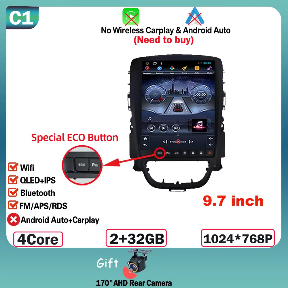9.7 Inch Android 15 for Opel Astra J 2009-2015 Car Radio Multimedia Video Player GPS Tesla Model Wireless Android Auto WIFI 4G