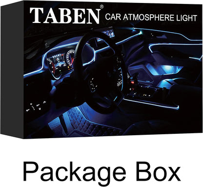 TABEN Kit De Luces De Ambiente Para Coche Sincronización Música RGB 16 Millones De Colores 5 Metros Fibra Óptica USB Footwell Luz Ambiental, Control Remoto RF Y Control De Aplicación Bluetooth DC 12V