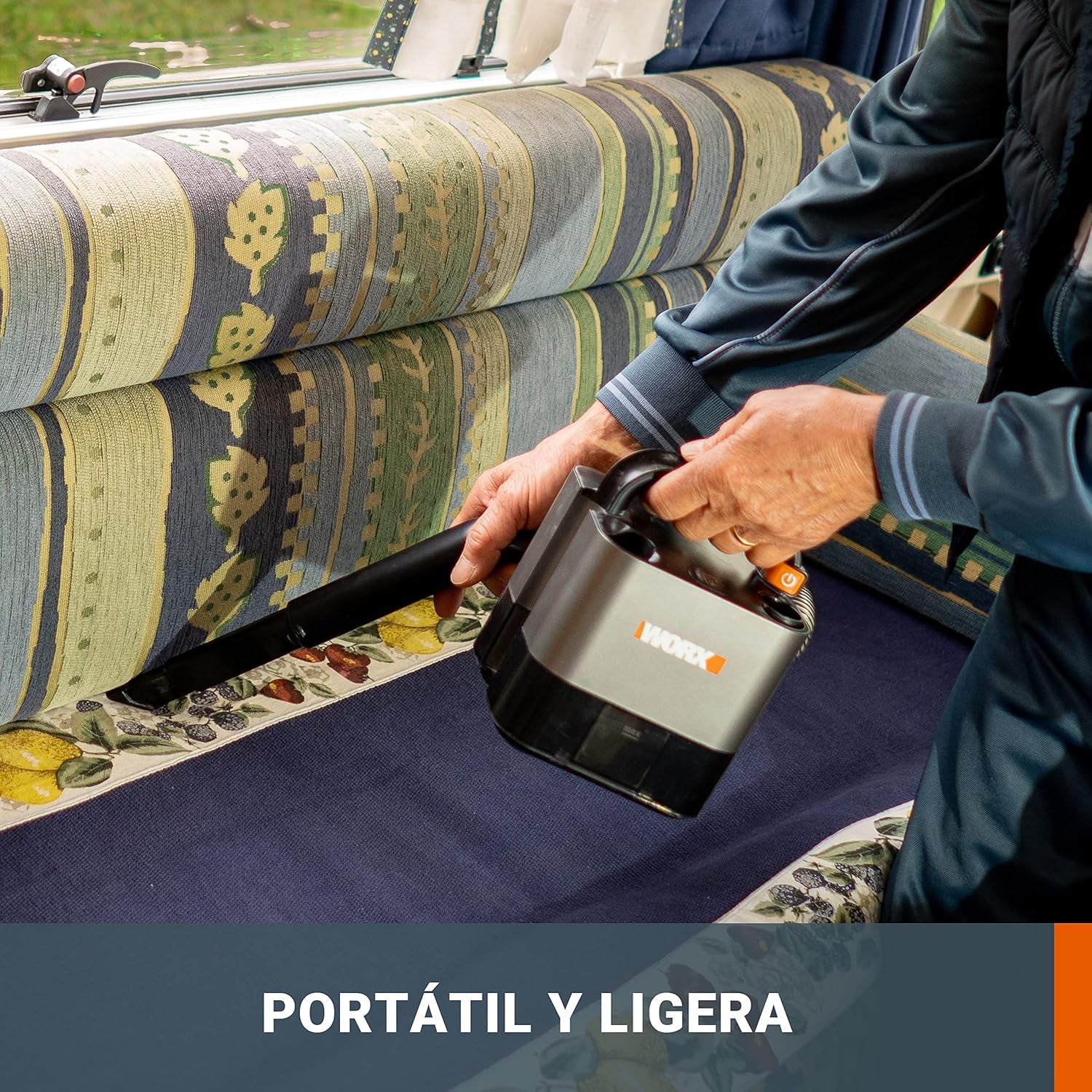 Worx 18V(20V MAX) Aspirador De Coche Inalámbrico Sin Cable Potente 2.0Ah Batería WX030, 150W 10Kpa Con Caja De Almacenamiento Integrada, Filtro Lavable Red De Eliminación De Polvo