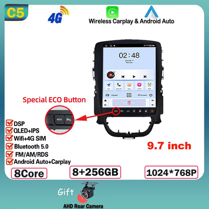 9.7 Inch Android 15 for Opel Astra J 2009-2015 Car Radio Multimedia Video Player GPS Tesla Model Wireless Android Auto WIFI 4G