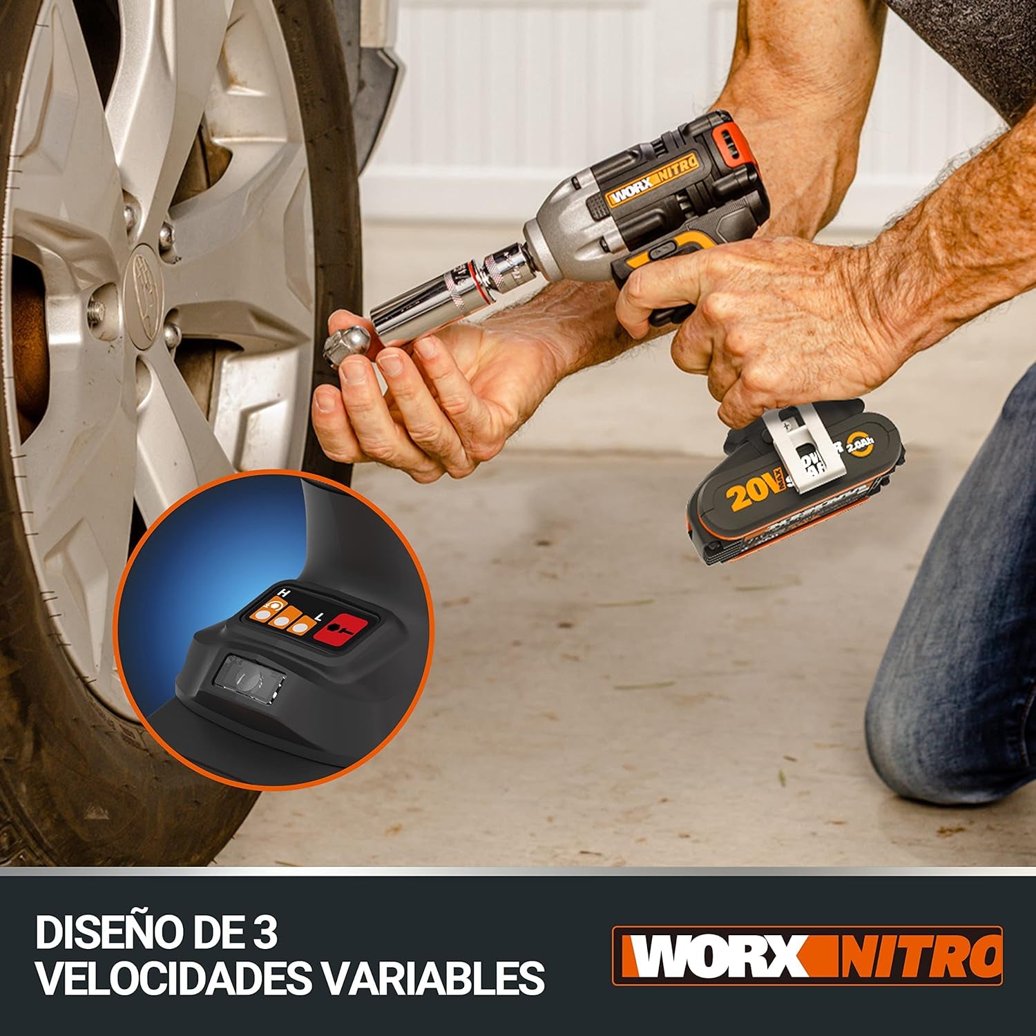 WORX Atornillador De Impacto Brushless 20V Powershare | WX272.9 | Sin Batería, Ni Cargador | Potente Motor Sin Escobillas | 3 Velocidades Variables | Luz LED