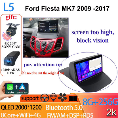 Android 14 Car Radio Carplay for Ford Fiesta Mk 6 2008-2019 Android Multimedia Video Player Touch Screen Auto Stereo Navigation