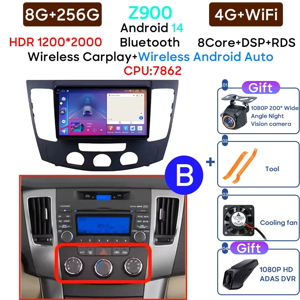 Android 13 Car Radio for Hyundai Sonata NF 2008 - 2010 Navigation GPS Screen Android Auto 5G Stereo Wifi Video Carplay