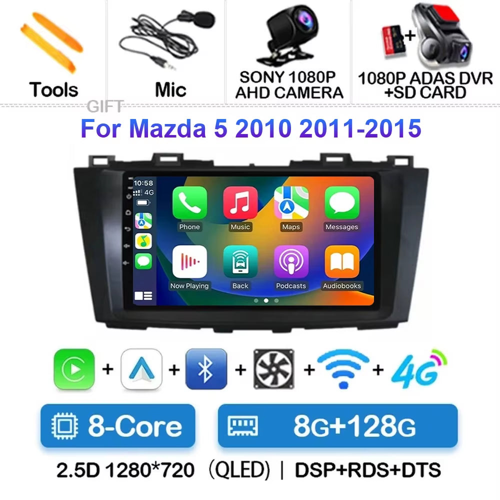 Android 15 for Mazda 5 CW 2010 - 2015 Car Radio Multimedia Video Player Navigation for Android Auto Carplay Wifi GPS Stereo