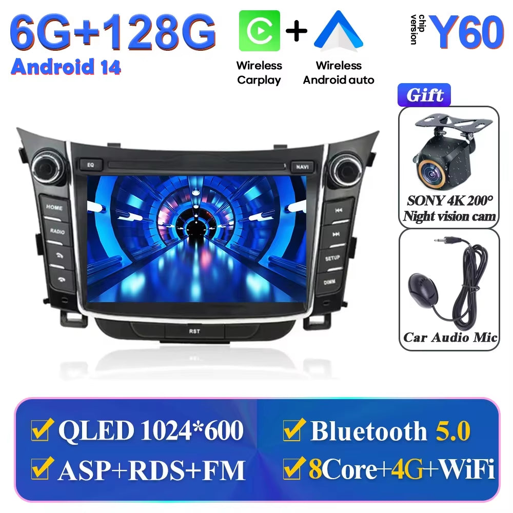 Android Car Stereo Unit Multimedia for Hyundai I30 Elantra GT 2012 - 2017 Radio Video Player GPS Wireless Carplay Android Auto